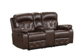 Zera Brown Airleather Manual Reclining Living Room Set / 2pc - Ornate Home