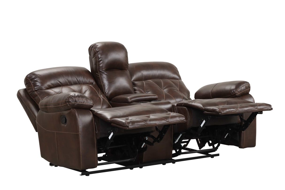 Zera Brown Airleather Manual Reclining Living Room Set / 2pc - Ornate Home