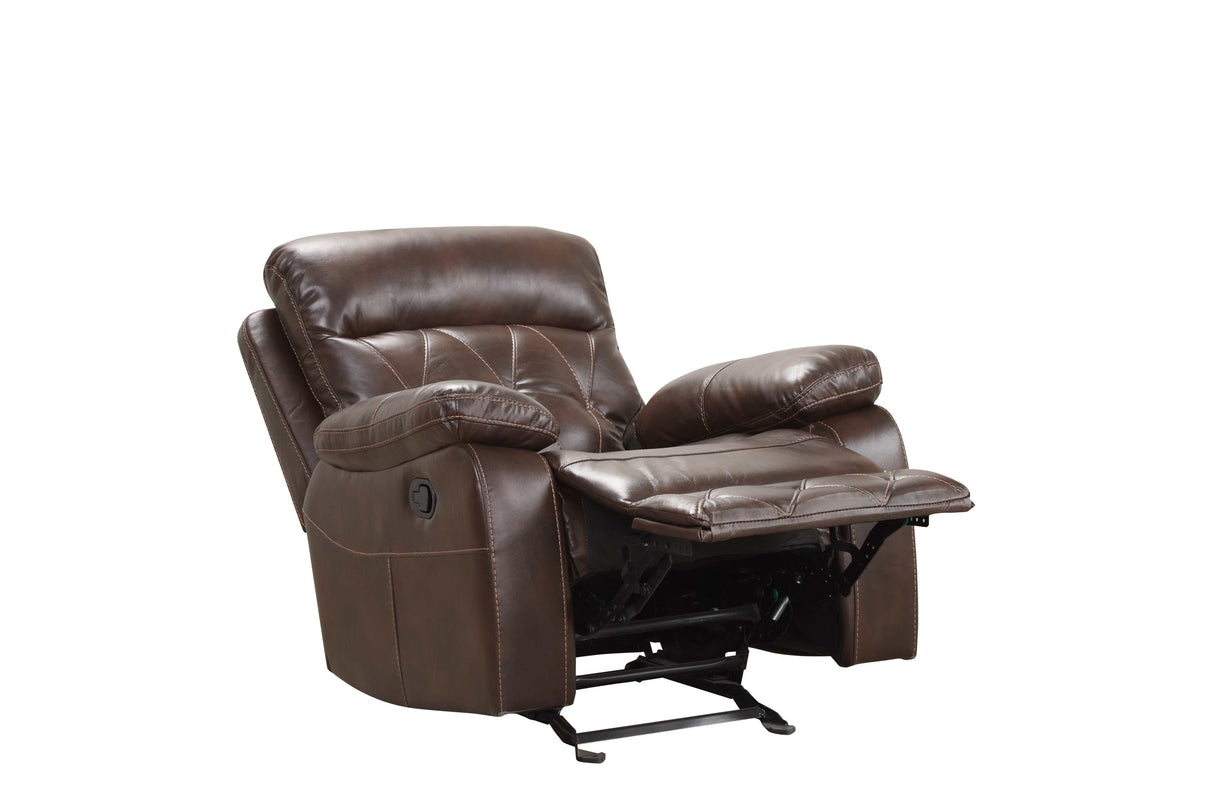 Zera Brown Airleather Manual Recliner - Ornate Home