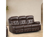 Zera Brown Airleather Manual Reclining Sofa - Ornate Home