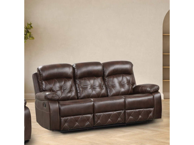 Zera Brown Airleather Manual Reclining Sofa - Ornate Home