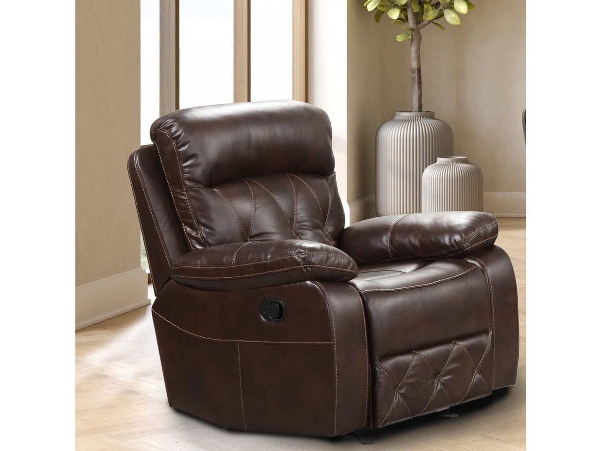 Zera Brown Airleather Manual Recliner - Ornate Home