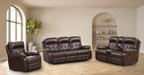 Zera Brown Airleather Manual Reclining Sofa - Ornate Home