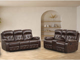 Zera Brown Airleather Manual Reclining Living Room Set / 2pc - Ornate Home