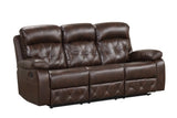 Zera Brown Airleather Manual Reclining Sofa - Ornate Home