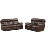 Zera Brown Airleather Manual Reclining Living Room Set / 2pc - Ornate Home