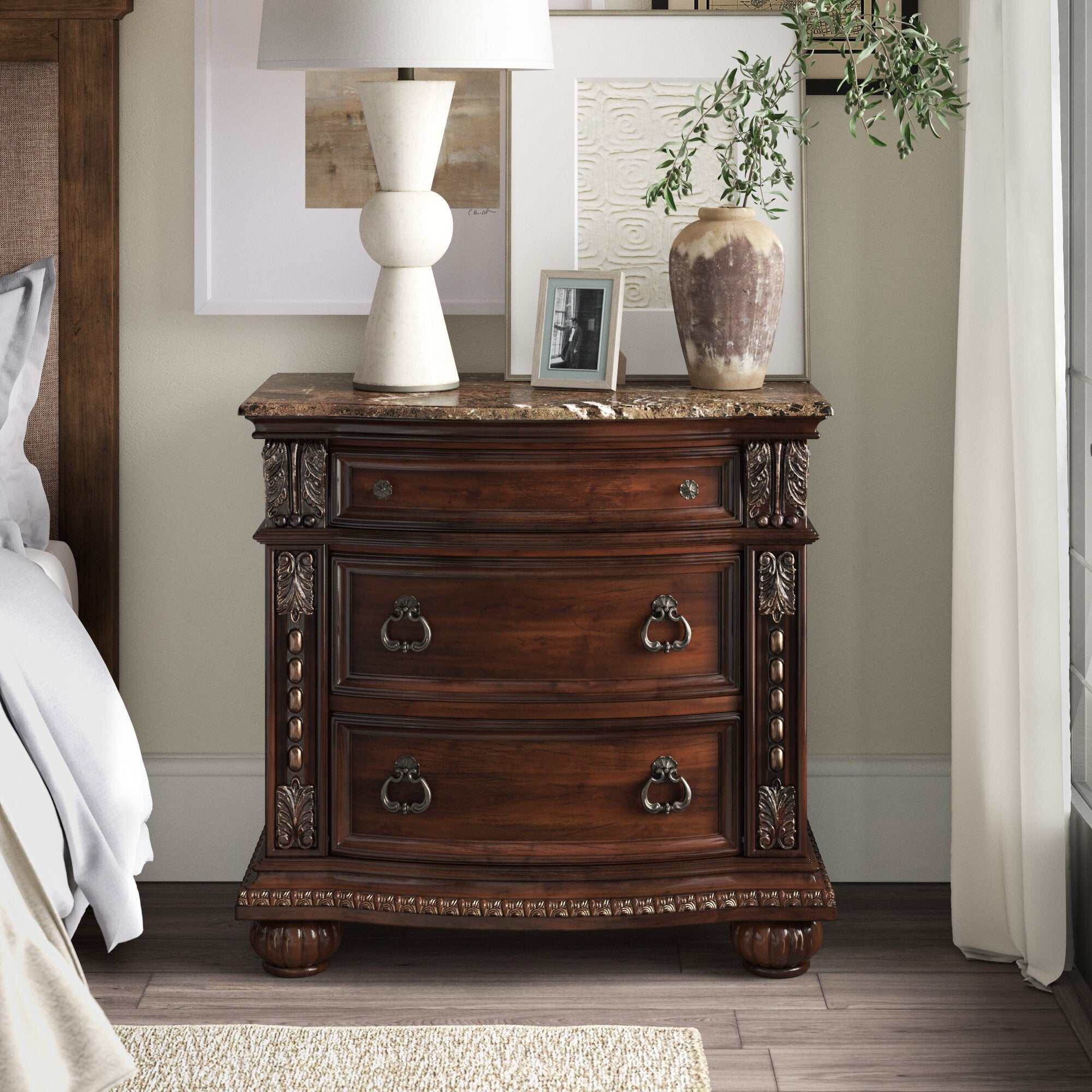 Cavalier Dark Cherry Nightstand - Ornate Home