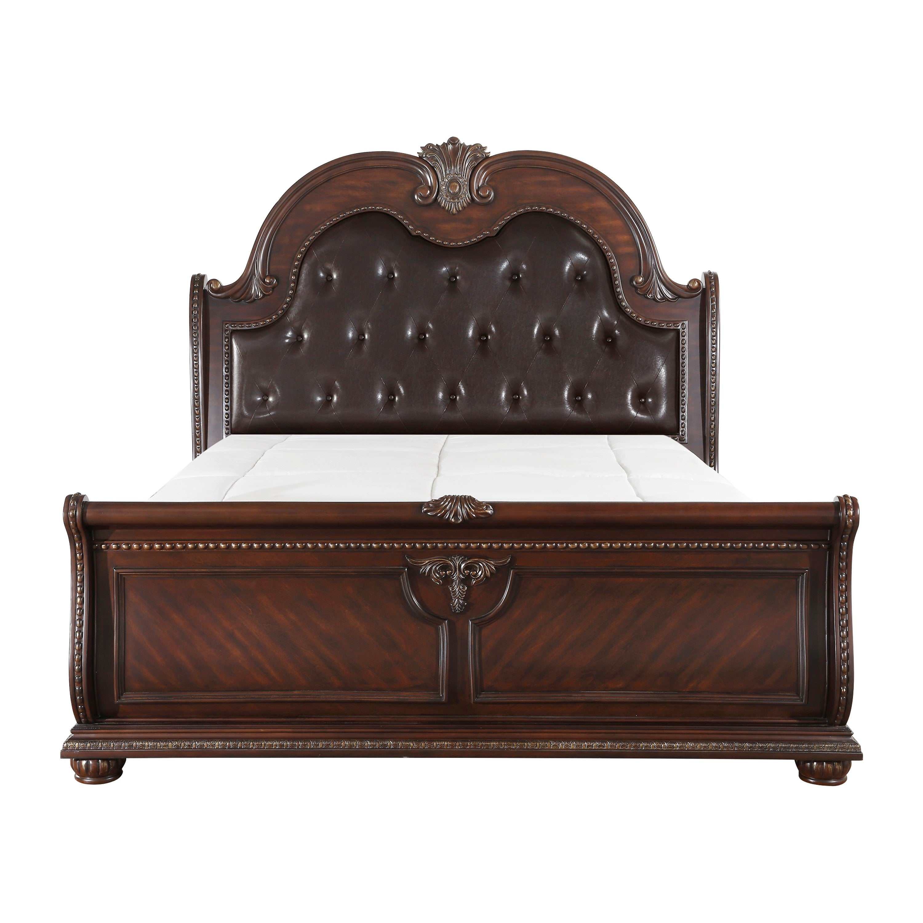 Cavalier Dark Cherry California King Sleigh Bed - Ornate Home