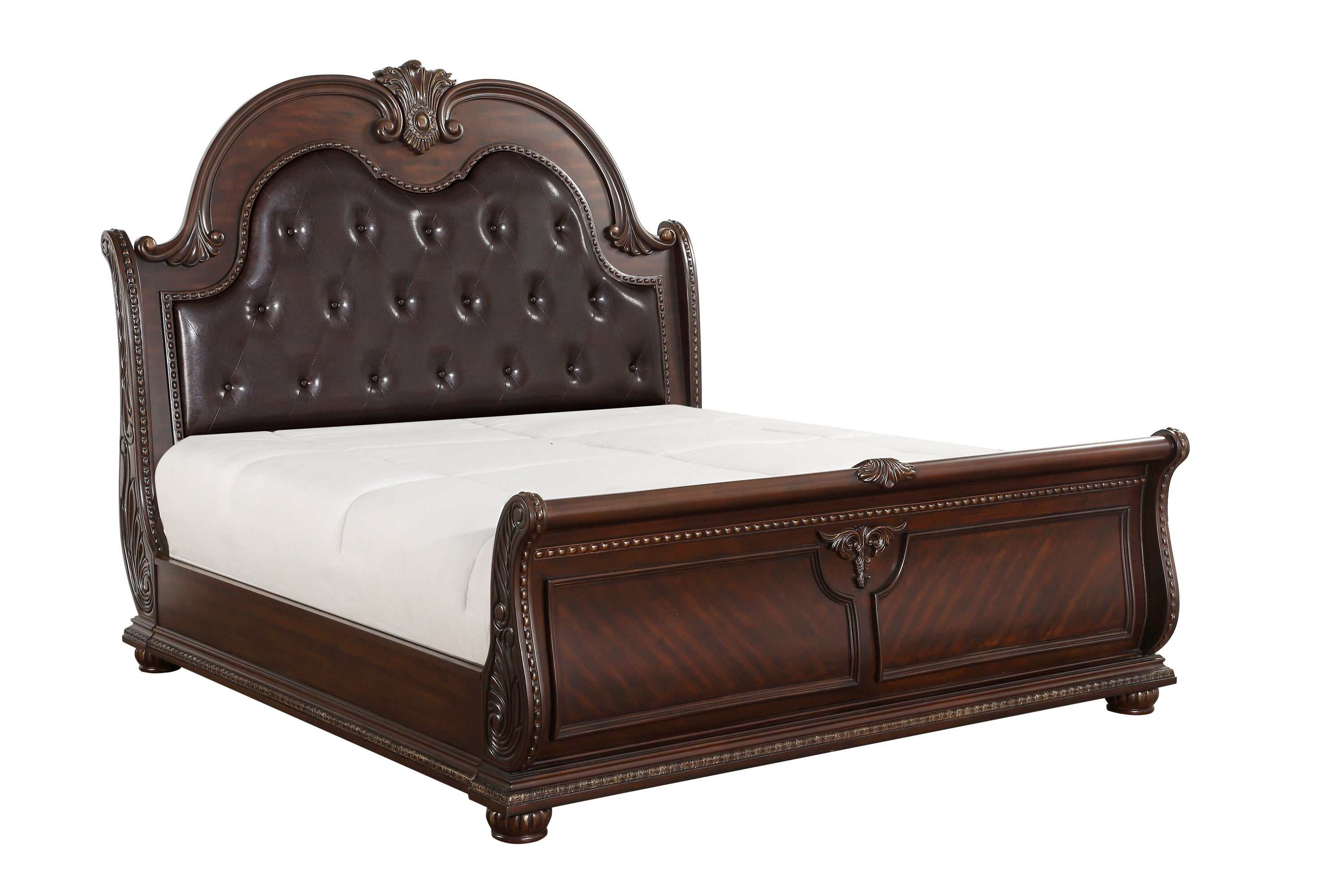 Cavalier Dark Cherry California King Sleigh Bed - Ornate Home