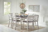 Orchard Park Dark Brown/Light Grey Counter Dining Table w/ 6 Stools, Bench