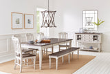 Orchard Park Dark Brown/Light Grey Ext. Dining Table w/ 4 Chairs, Bench