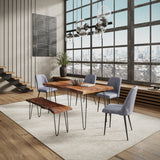 Nature's Edge Light Chestnut/Grey 60 Dining Table w/ 4 Maddox Chairs and Bench
