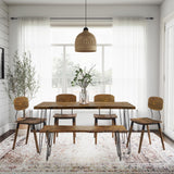 Nature's Edge Light Chestnut 60 Dining Table w/ 4 Wooden Chairs, Bench