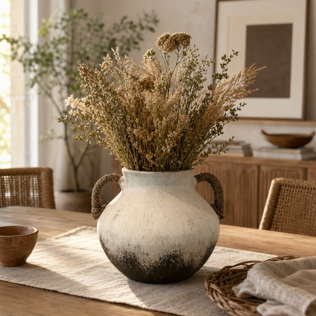 Almamill White/Brown/Ivory Small Vase