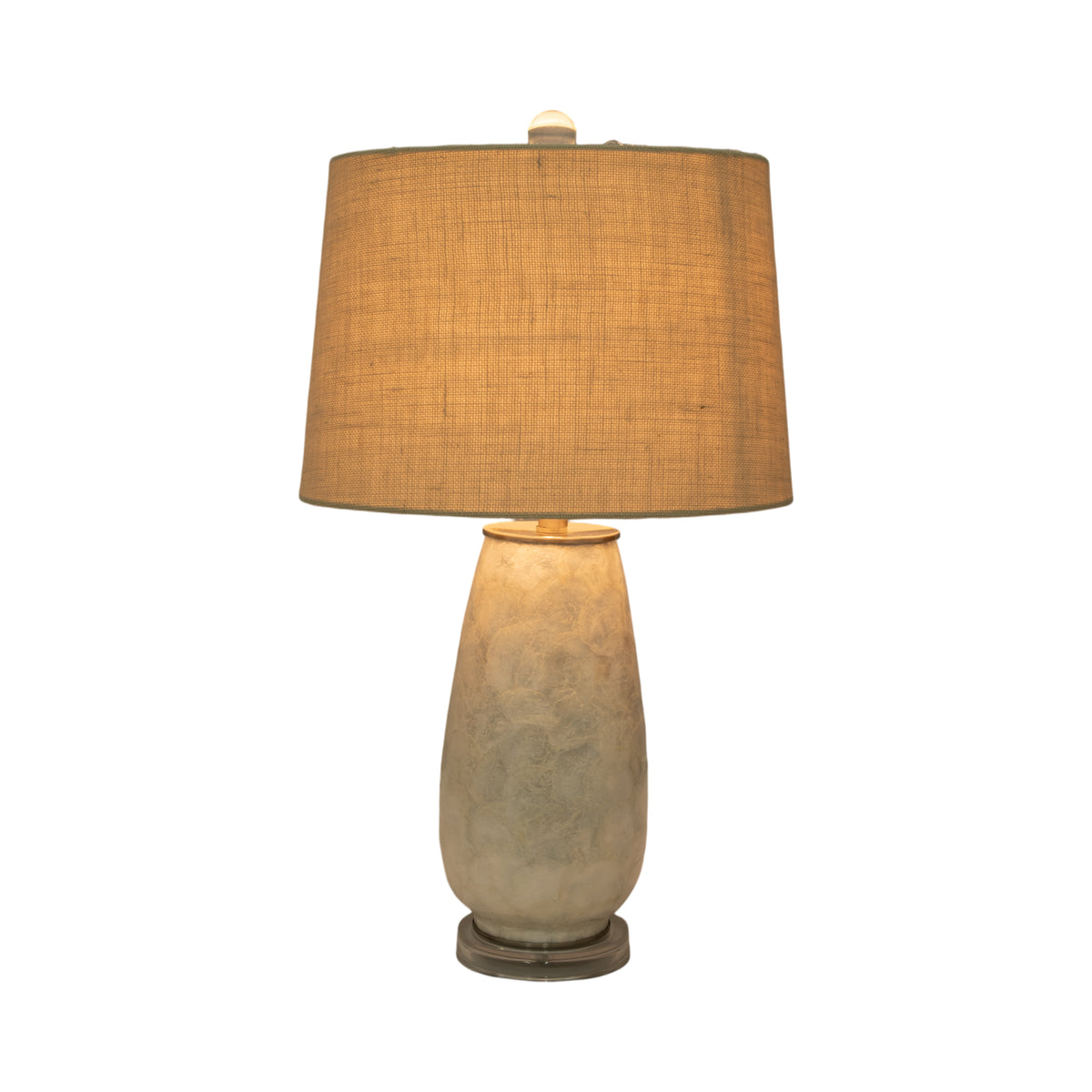 Clam Beach Champagne/Cream Capiz Table Lamp with Acrylic Base