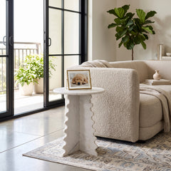 Salida White Scalloped Base Marble Accent Table