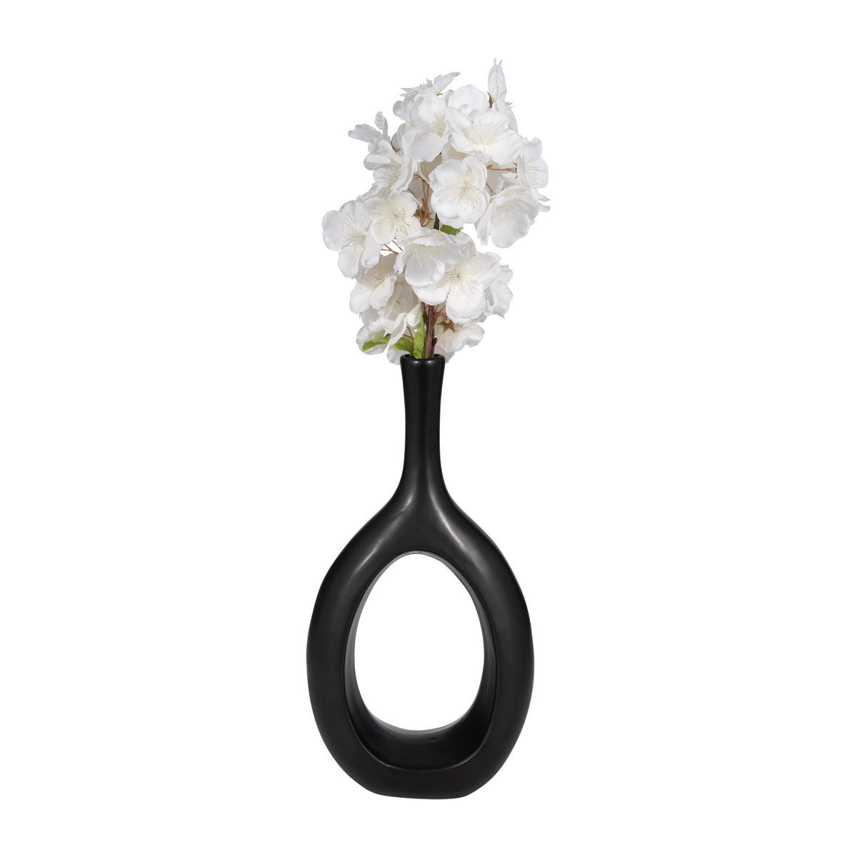 Johnsondale Black Ceramic Curved Open Cut Out Vase