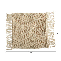 18” BOHO Fringed Woven Macrame Decorative Pillow Cover - Ornate Home