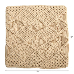 18” Boho Cross Woven Macrame Decorative Pillow Cover - Ornate Home