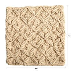 18” Boho Diamond Woven Macrame Decorative Pillow Cover - Ornate Home