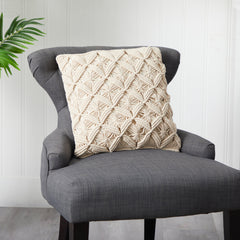 18” Boho Diamond Woven Macrame Decorative Pillow Cover - Ornate Home