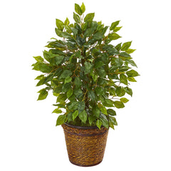 18” Mini Ficus Artificial Tree in Basket - Ornate Home