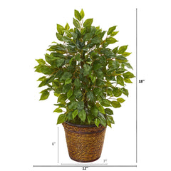 18” Mini Ficus Artificial Tree in Basket - Ornate Home