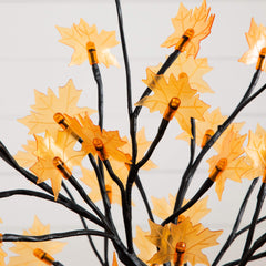 18" Pre-Lit Autumn Artificial Maple Fall Tree with 48 Warm White LED Maple Shaped Lights - Ornate Home