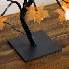 18" Pre-Lit Autumn Artificial Maple Fall Tree with 48 Warm White LED Maple Shaped Lights - Ornate Home