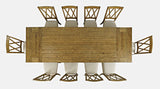 Telluride Gold Trestle Dining Table w/ 10 Chairs