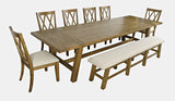 Telluride Gold Trestle Dining Table w/ 6 Chairs, Bench