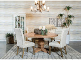 Florence Rustic Honey 5-piece Round Dining Room Set with Tufted Chair - Ornate Home