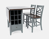 Asbury Park Grey/Autumn Brown Counter Drop Leaf Table w/ 4 X-Back Stools