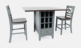 Asbury Park Grey/Autumn Brown Counter Drop Leaf Table w/ 4 X-Back Stools