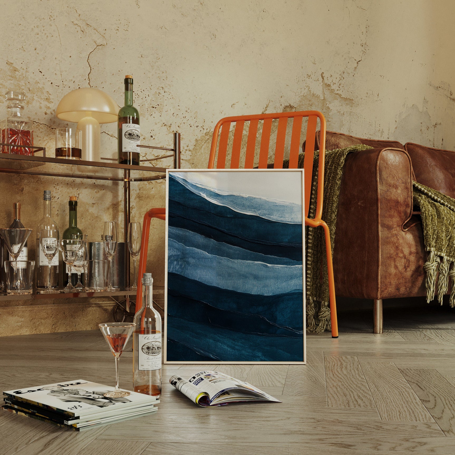 Serene Ocean Waves Abstract Painting