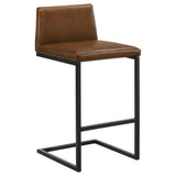 Vardon Brown Genuine Leather Bar Stool Dark (Set of 2)