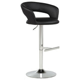 Travia Black and Chrome Adjustable Leatherette Swivel Bar Stool