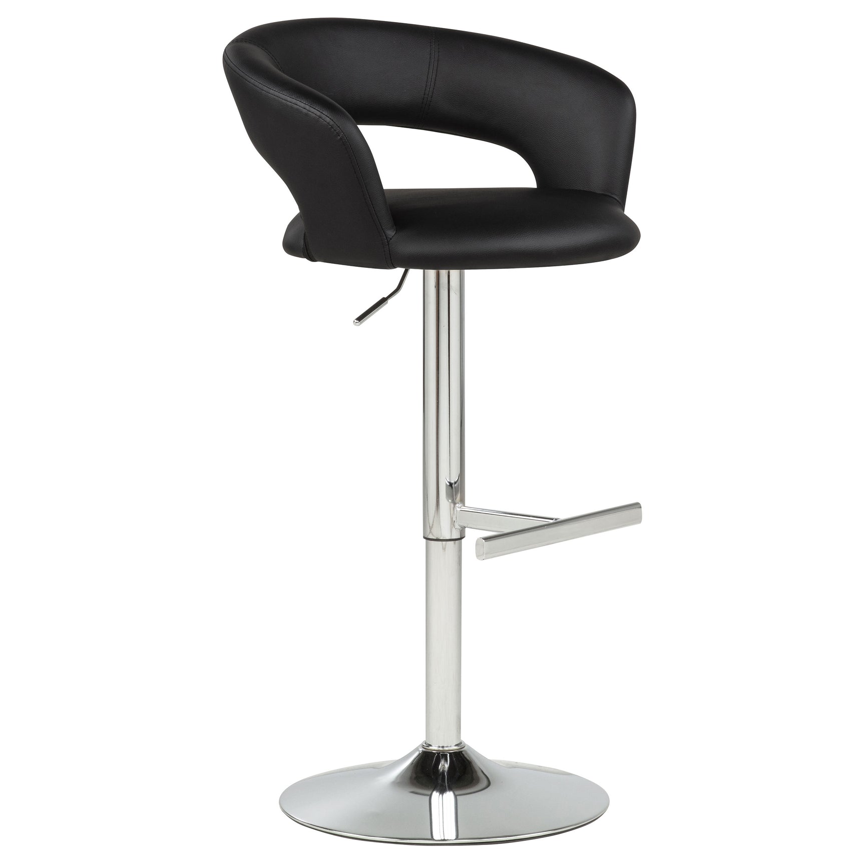 Travia Black and Chrome Adjustable Leatherette Swivel Bar Stool