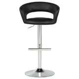 Travia Black and Chrome Adjustable Leatherette Swivel Bar Stool