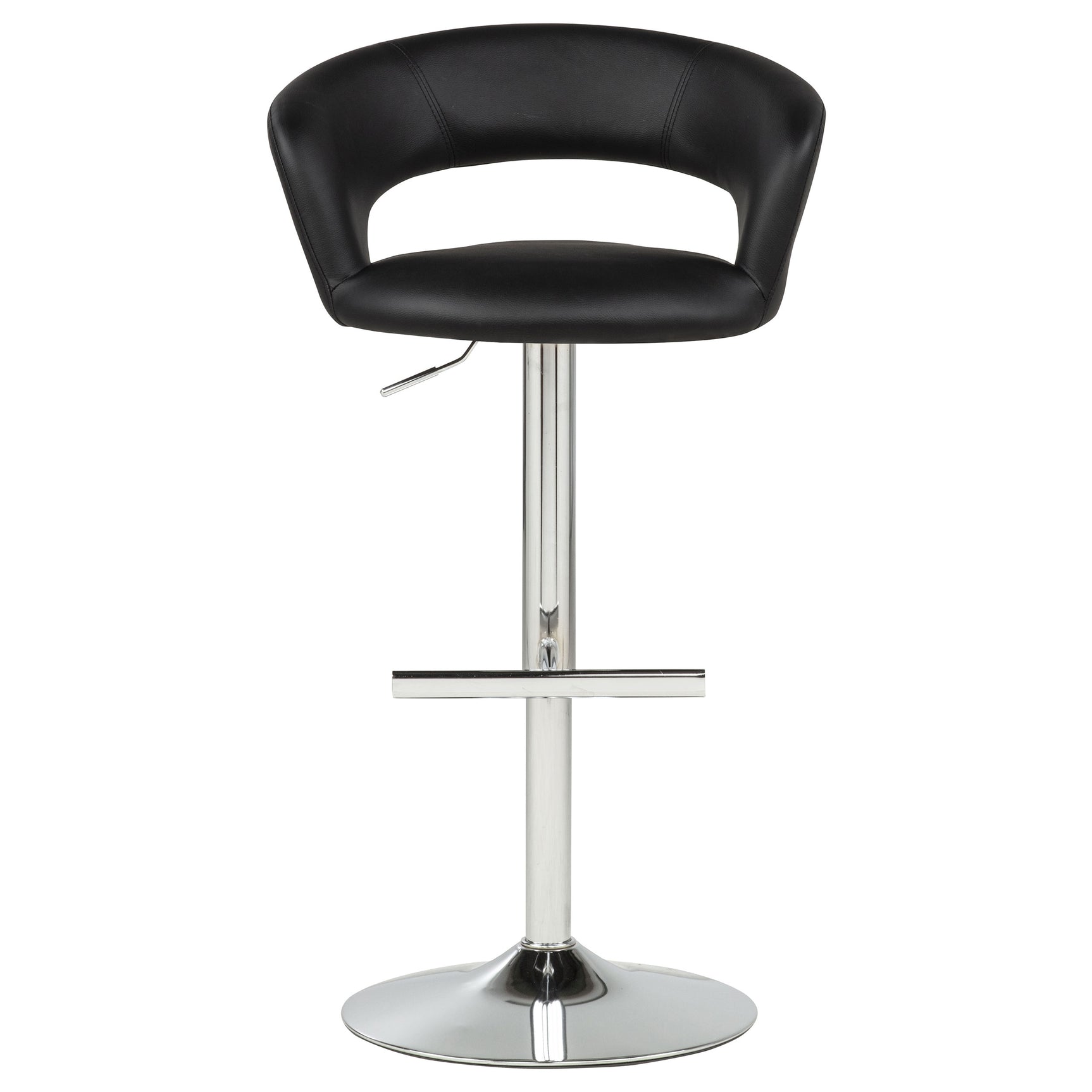 Travia Black and Chrome Adjustable Leatherette Swivel Bar Stool