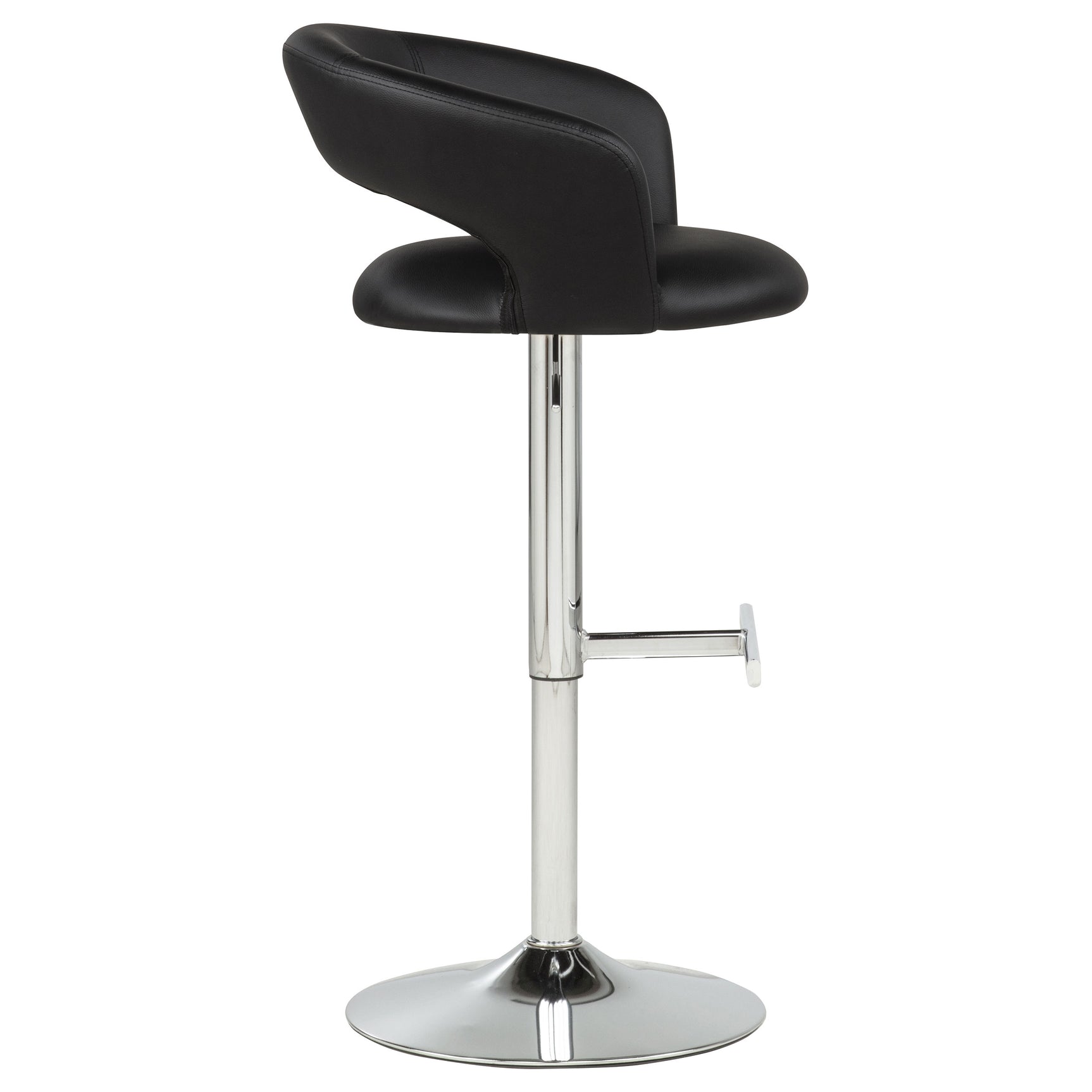 Travia Black and Chrome Adjustable Leatherette Swivel Bar Stool