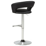 Travia Black and Chrome Adjustable Leatherette Swivel Bar Stool