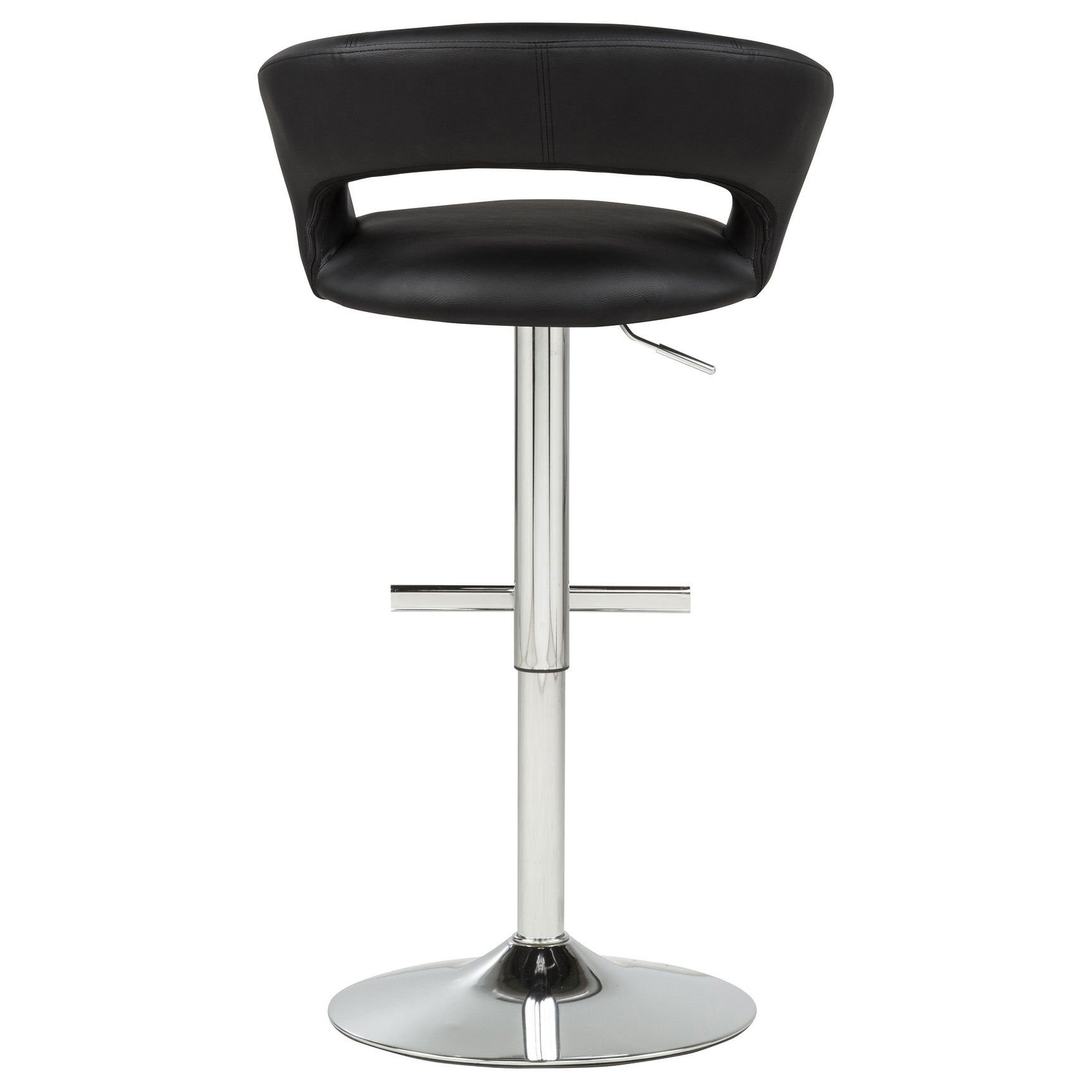 Travia Black and Chrome Adjustable Leatherette Swivel Bar Stool