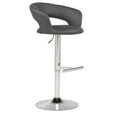 Travia Grey and Chrome Adjustable Leatherette Swivel Bar Stool