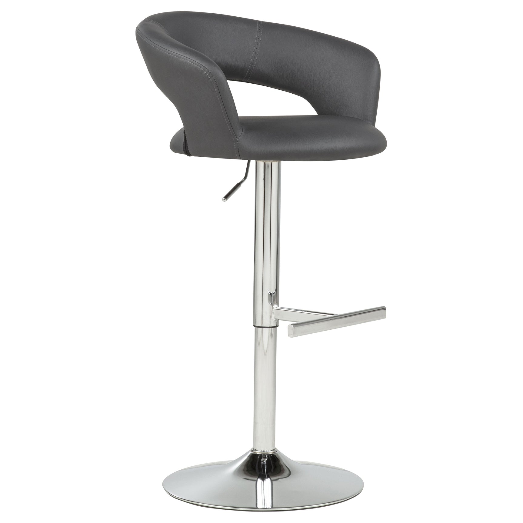 Travia Grey and Chrome Adjustable Leatherette Swivel Bar Stool