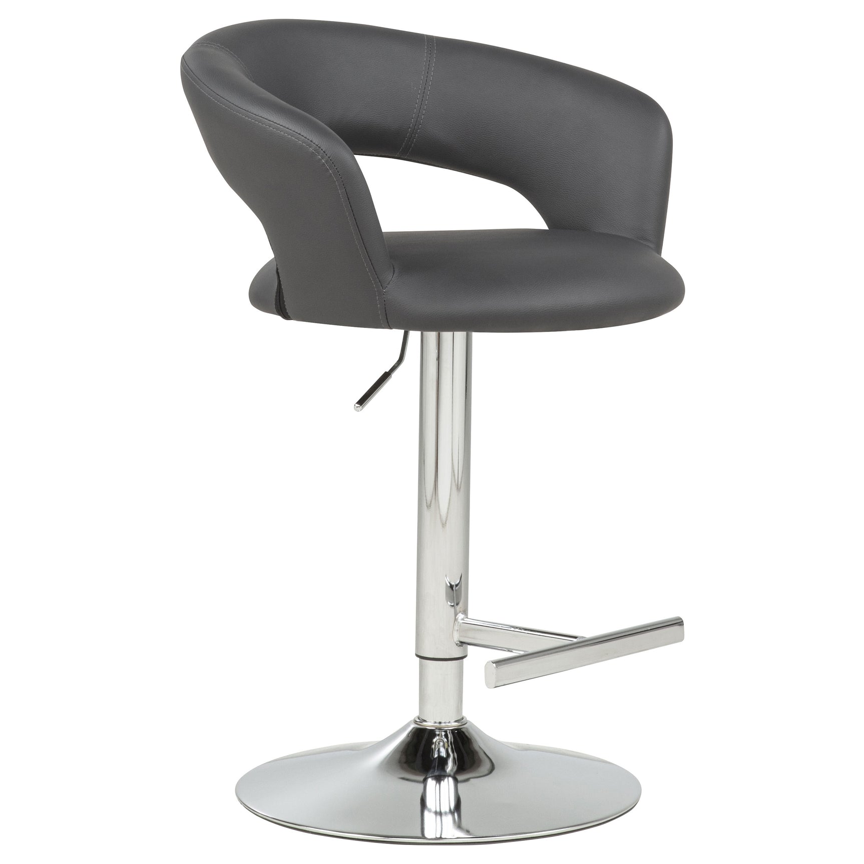 Travia Grey and Chrome Adjustable Leatherette Swivel Bar Stool