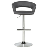 Travia Grey and Chrome Adjustable Leatherette Swivel Bar Stool