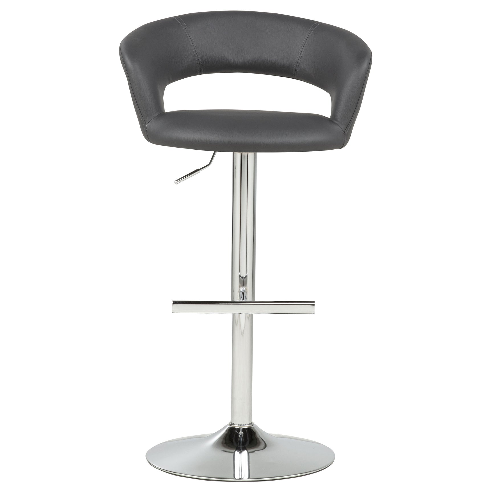 Travia Grey and Chrome Adjustable Leatherette Swivel Bar Stool