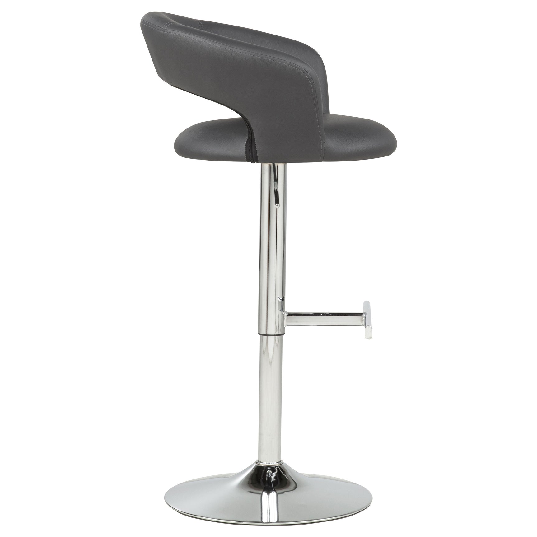 Travia Grey and Chrome Adjustable Leatherette Swivel Bar Stool