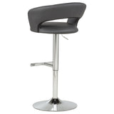 Travia Grey and Chrome Adjustable Leatherette Swivel Bar Stool